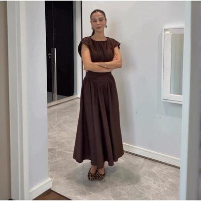 2025 Women's French Pleated Patchwork Dress: Sweet & Slimming Waist Design