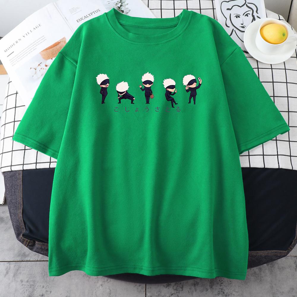 Anime japonez Lil Gojo Imprime Tricou din bumbac pentru bărbați Îmbrăcăminte cu personalitate Street Hip Hop tricouri oversize casual pentru bărbați cu mânecă scurtă