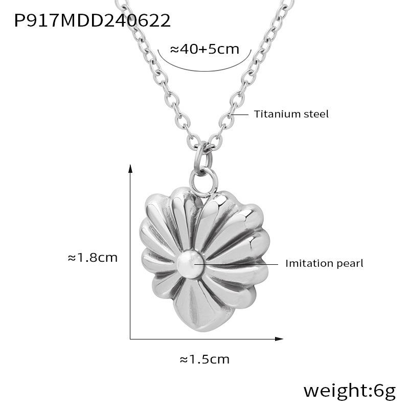 Elegant Retro French Heart & Pearl Necklace Earrings Set in Titanium Steel