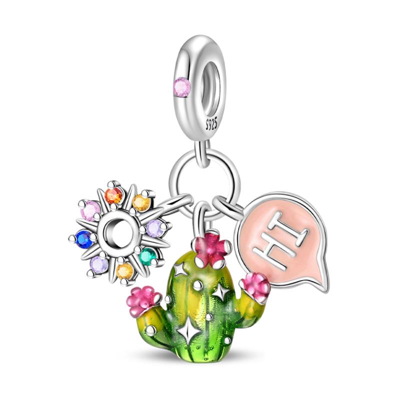 Copper Metal Bear Rabbit Koala Rainbow Horse Flamingo Princess Charm Bead Components Bead Components Compatible With Pan Authentic Original Bracelets