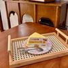 Hollow Serving Tray with Handles Handmade Kitchen Fruit Platter Bamboo Hand-Held Tray  Food