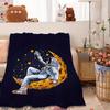 Astronaut on Moon Blanket - Soft Cozy Throw with Stars Design, Perfect for Bedroom Decor, Unique Gift for Space Lovers