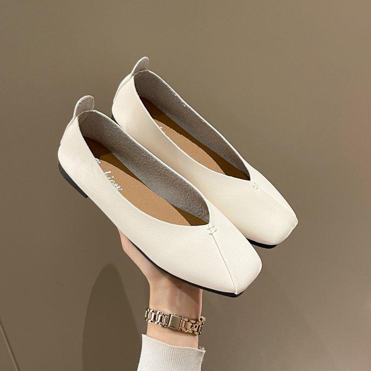 2024 Koreanischer Stil Quadratische Zehe Damen Slipper - Frühling & Herbst Kollektion, Student Harajuku Flats mit Flachem Ausschnitt Design.