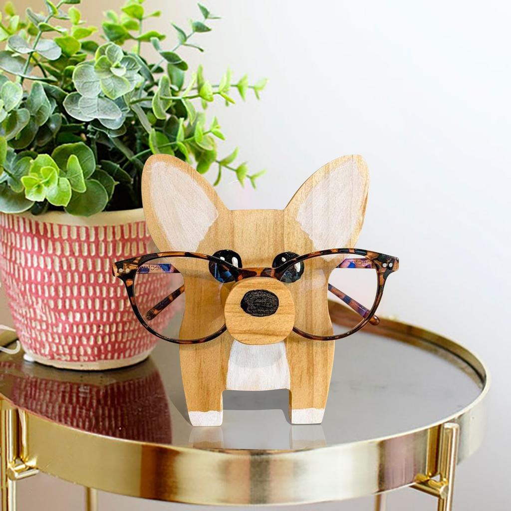 Corgi Dog Glasses Stand Christmas Gift Handmade Wooden Spectacle Holder Cute Pet Eyeglass Display Ornaments
