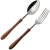 Nagao Boston Dessert Spoon and Dessert Set of Stainless Steel and Laminated Made In Japan Tsubame-Sanjo Fork, 2, 18-8 Wood,