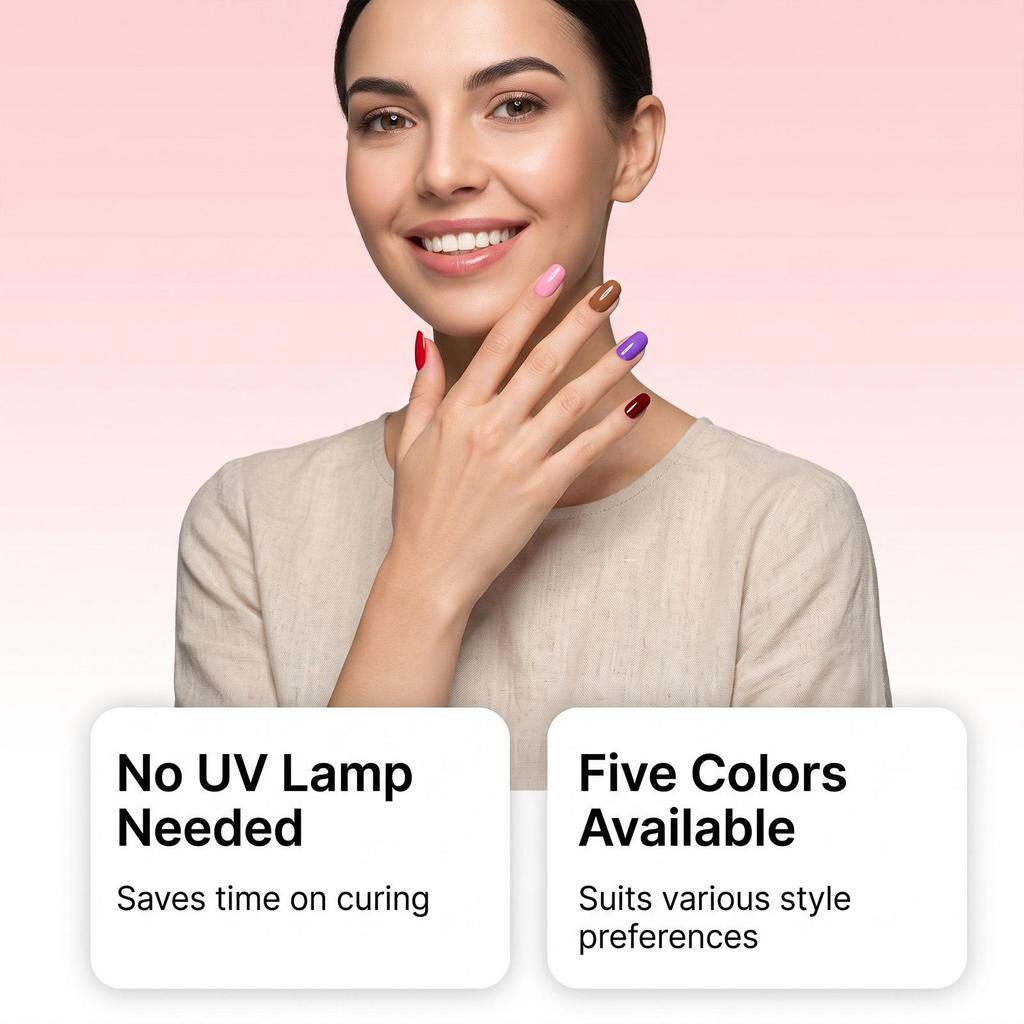 Nail Polish Glue Pen (colorful) Quick-drying Without Ultraviolet Rays, Five-color Brushes, Accurate and Lasting Nail Polish Glue Pen