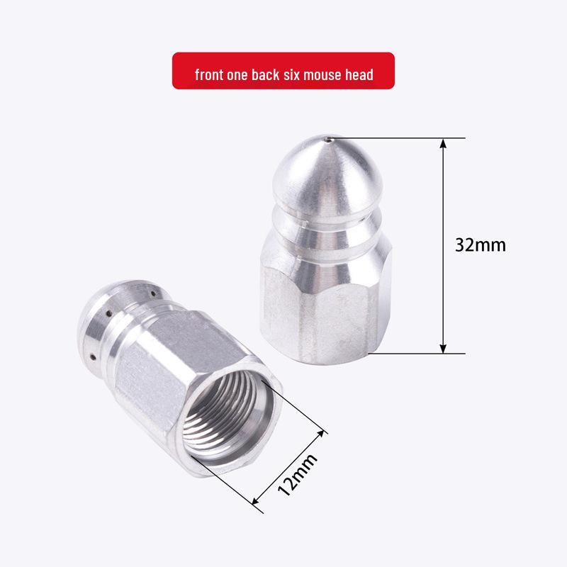 Stainless Steel Rotating Nozzle Drain Cleaner with 1/4 Quick Connect, High Pressure Rat Head
