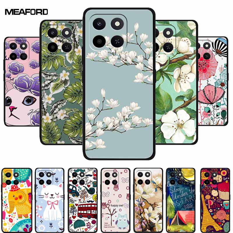 For Honor X7d 4G 5G 3D Flower Case Soft Silicone Bumper Emboss Phone Cover For Honor Play 10T 400 Smart 4G 5G Back Protector Bag
