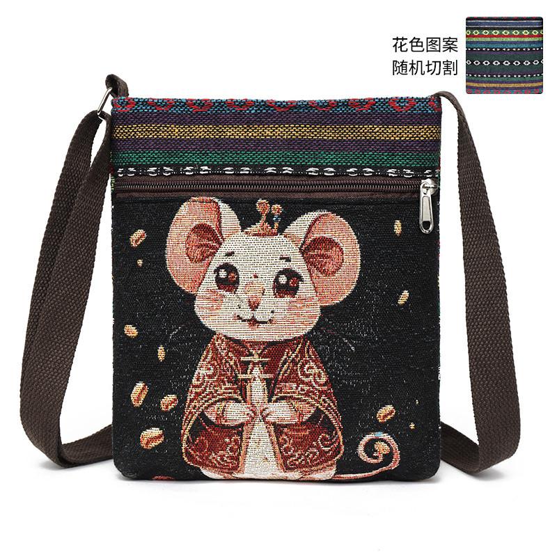 Kleine Tasche Damen Umhängetasche Canvas-Tasche Gewebte süße vielseitige Umhängetasche Handytasche Miao kleine Umhängetasche