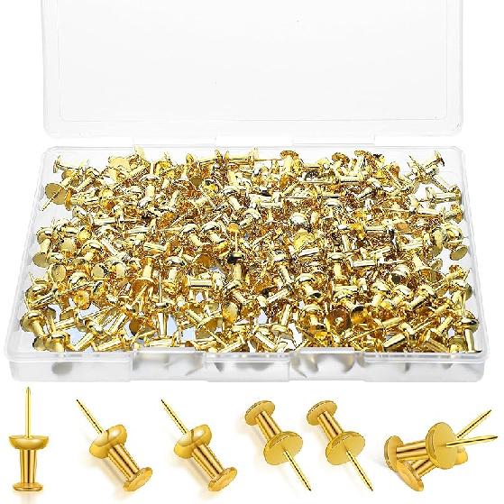 220 Count Gold Push P, Standard Plastic Head Steel Point Gold Thumb Tacks Decorative Push P for Cork Board Wall Hanging