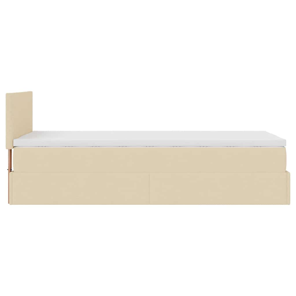 Ottoman Bed with Mattress Cream 80x200 Cm Fabric