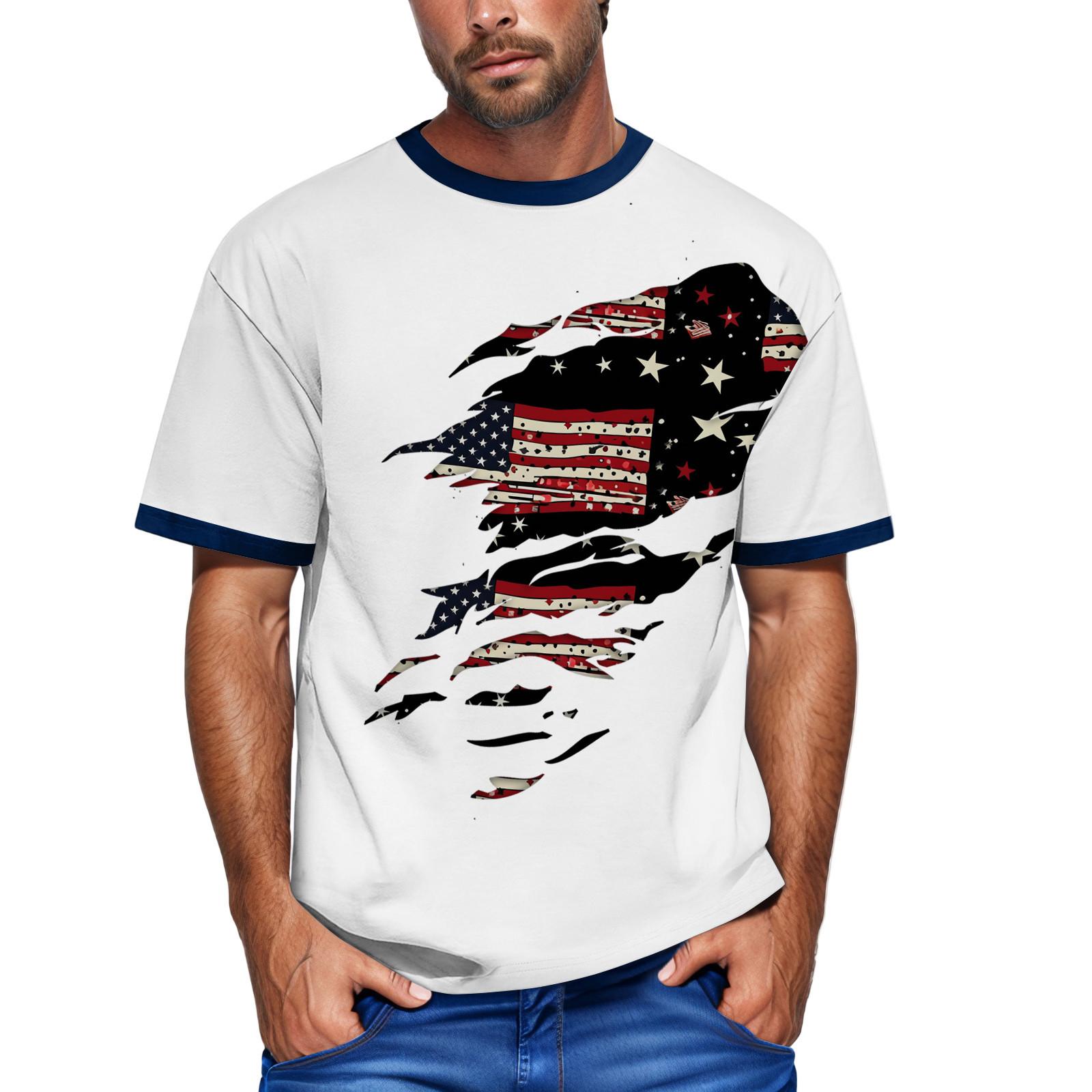 Мужская футболка Футболки с графическим текстом Pool3D печать Уличная повседневная одежда с короткими рукавами и принтом Базовая одежда XXL синий 1816₽