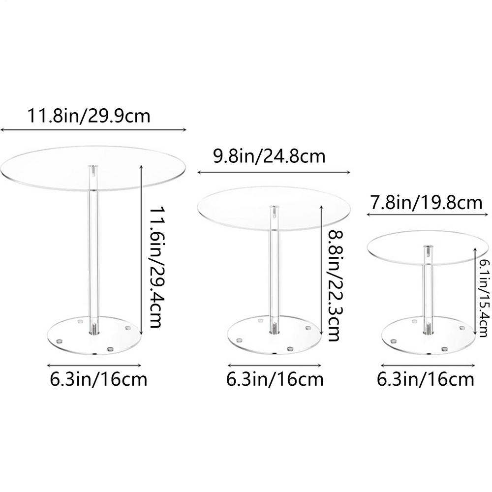 3pcs Transparent Acrylic Cake Rack Detachable Wedding Ceremony Birthday Cake Rack Wedding Dessert Display Rack Baby Shower