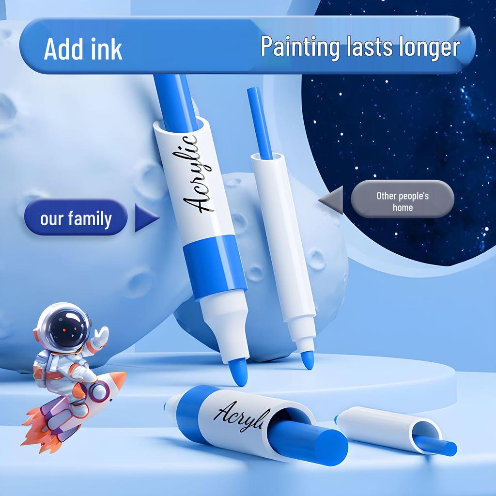 Non-Toxic True Color Astronaut Acrylic Marker Pen - Washable Brush for Children's Graffiti Art
