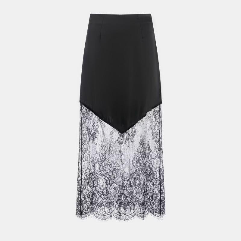 ZR Elegant Women's Lace Patchwork Long Skirt - Slim, Versatile, European & American Commuting Style