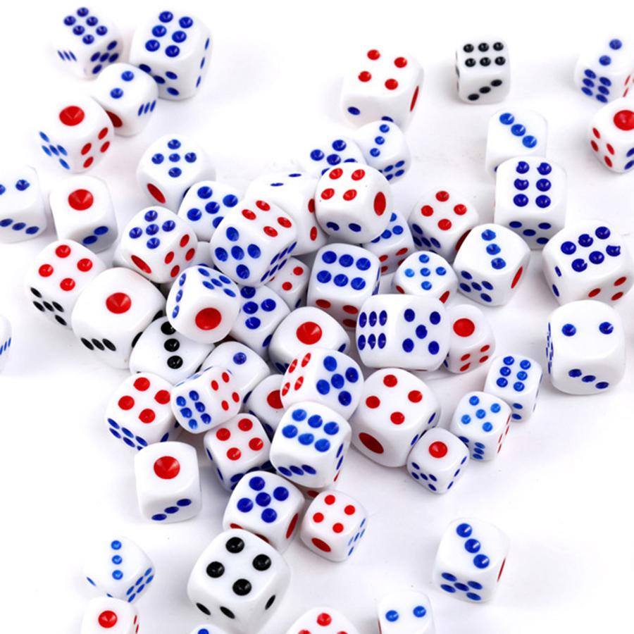 20pcs 12mm Color Point White Dice Classic Dice Game Equipment Accessories Party Game Scoring Props