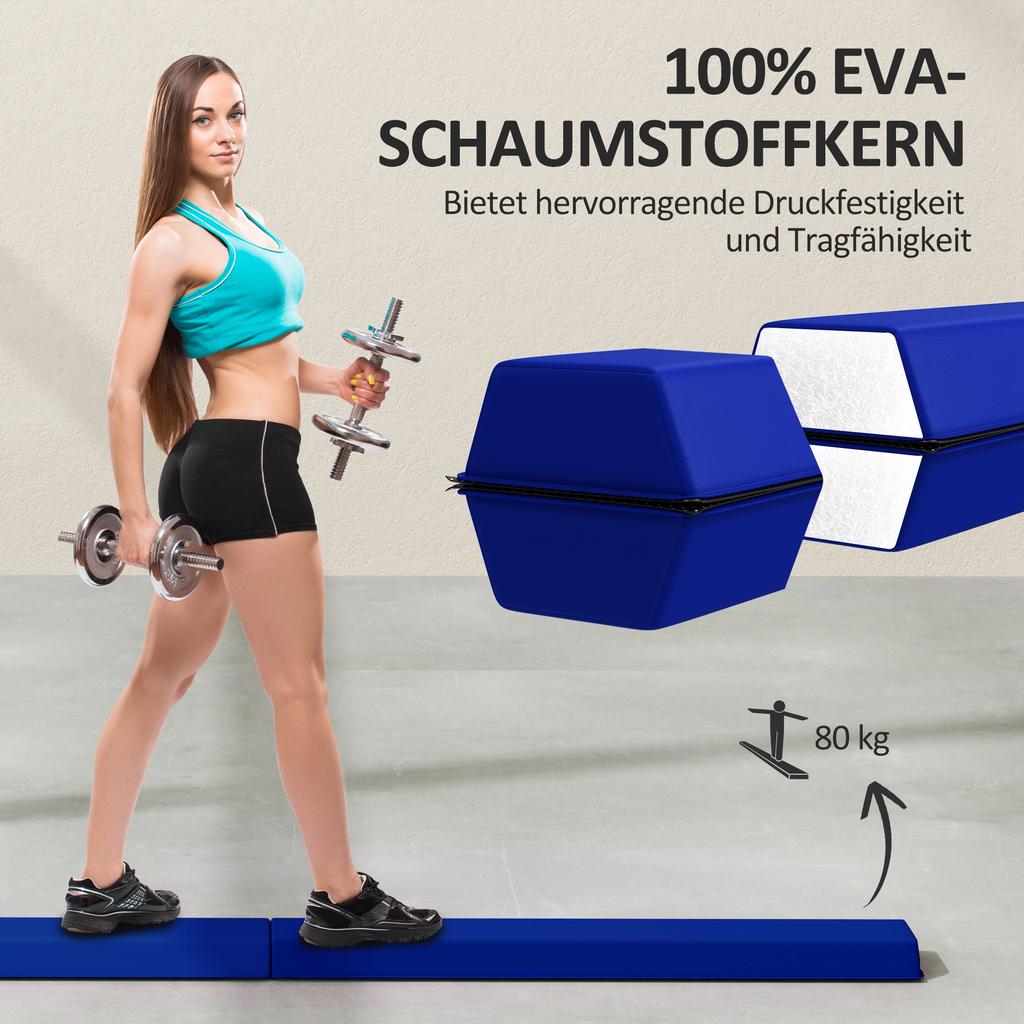236 cm Foldable Balance Beam for Teenagers 80kg Blue