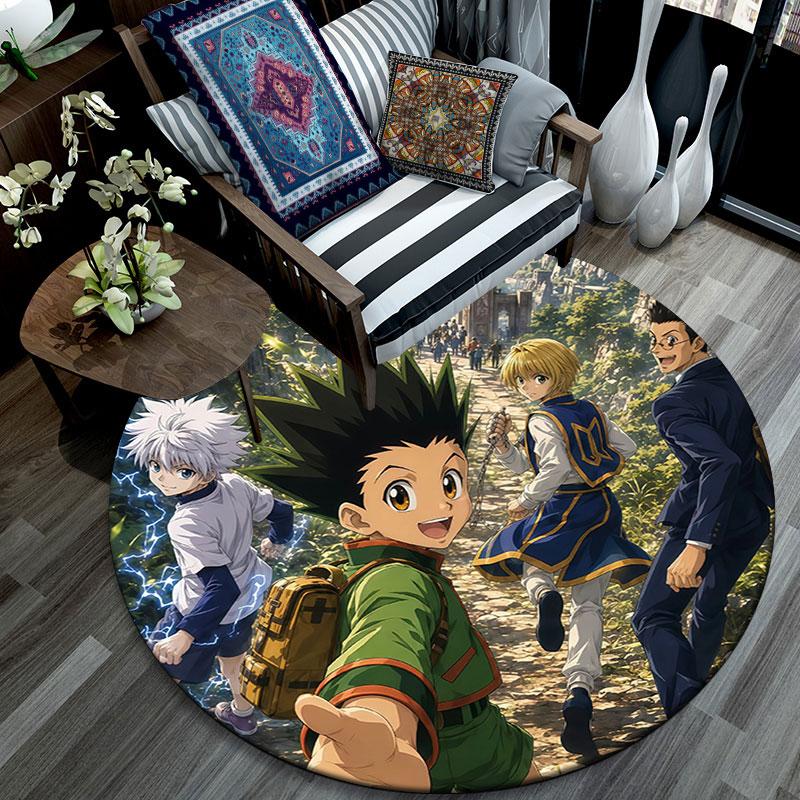 Hunter × Hunter,Round Area Rug,Carpet Rug for Living Room Bedroom Sofa Playroom Decor,Non-slip Floor Mat