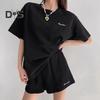Women's Casual Two-Piece Shorts Set Loose Short Sleeve T-shirts Elastic Waist Shorts Sets with Pockets Summer Lounge Outfit