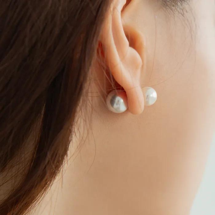 14k Reversible 8mm Pearl Earrings (14k Gold) LFE15