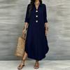 Women's Casual Color Long Sleeve Button Down Shirt Dress for Everyday Wear