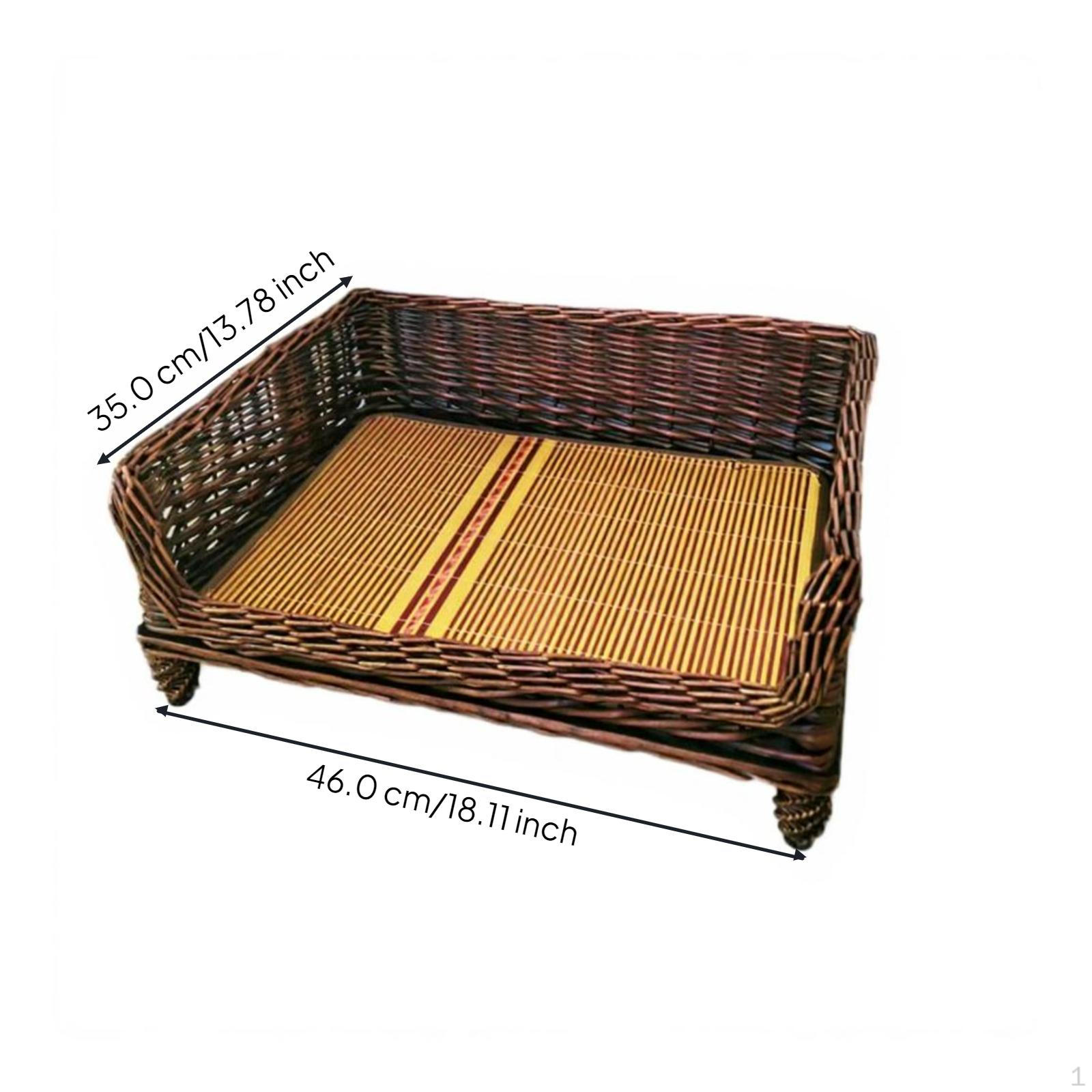 Elevated Wicker Dog Bed, Breathable Pet