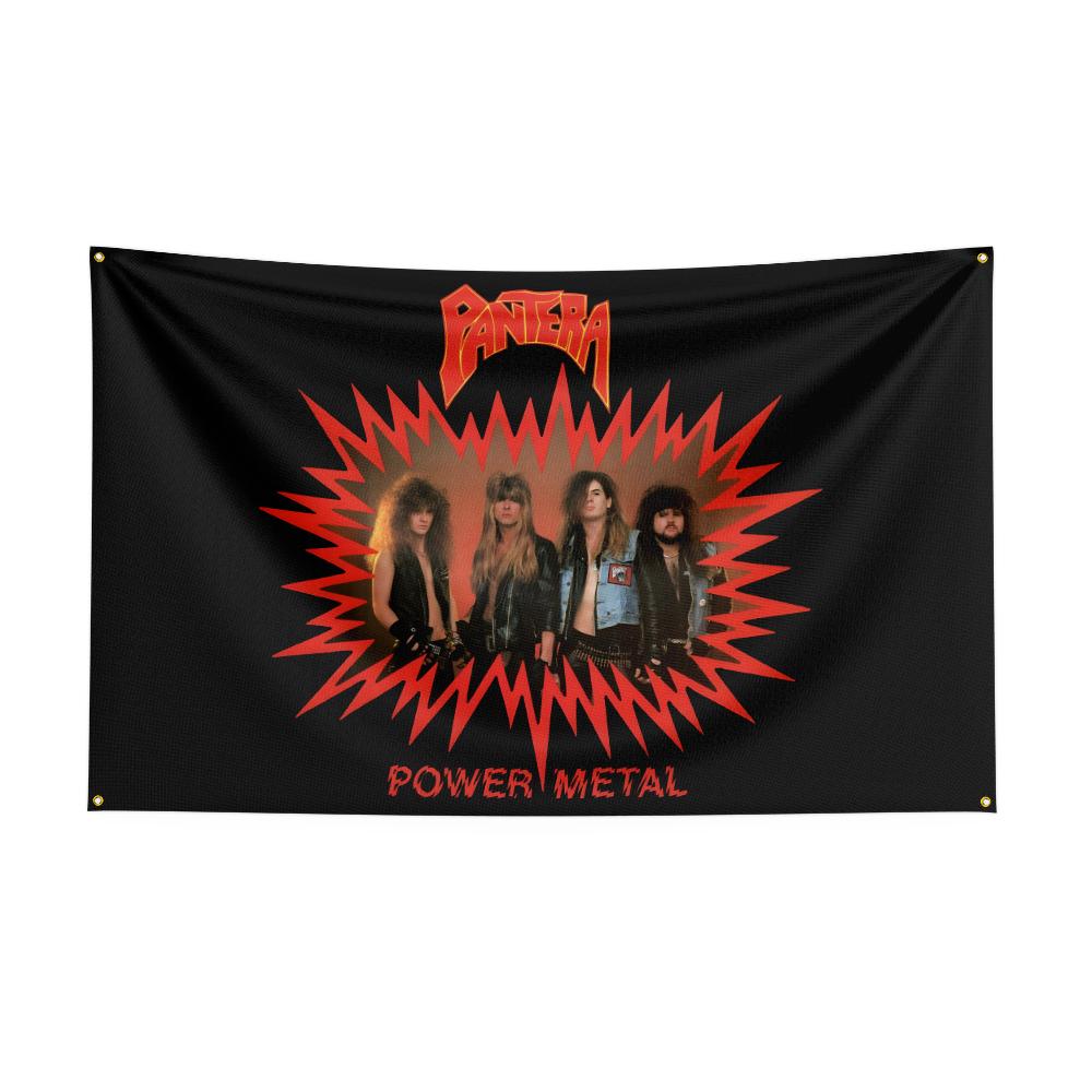 Ppanteras Flag Rock Music Band Banner 3x5ft With Brass Grommets Hd Printing Tapestry Exhibition Music Band Fans Garage Decor