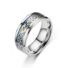 European & American Style Men's Titanium Stainless Steel Dragon Ring with Diamond Pattern