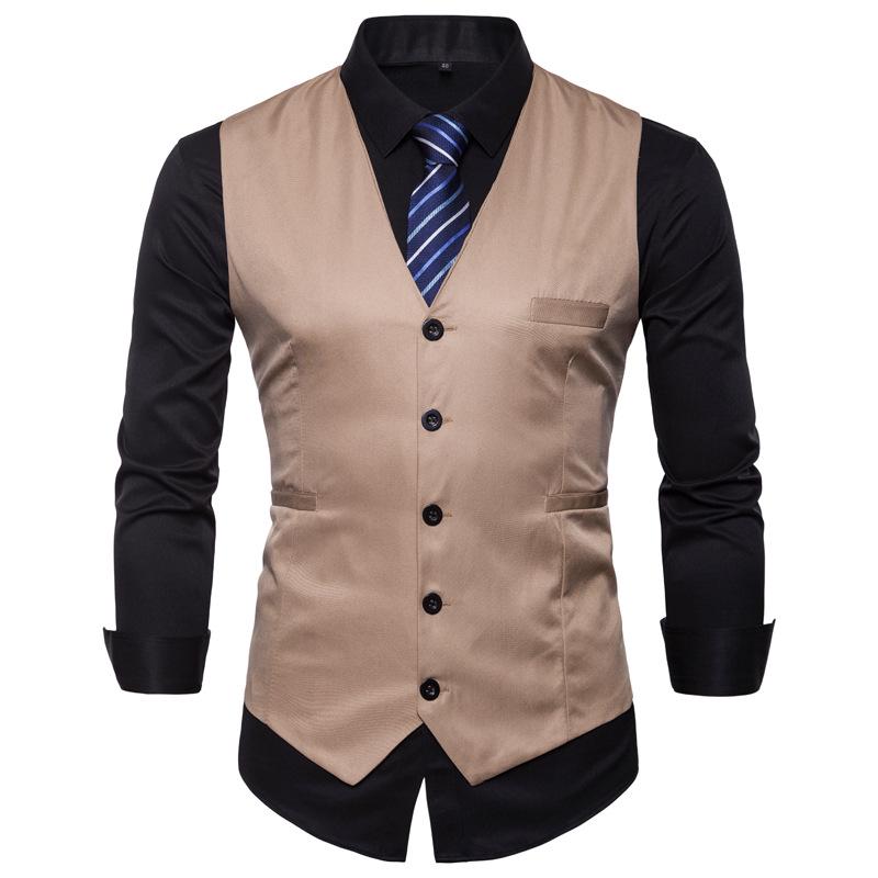 Gilet Gilet da Uomo Moda Colore Unico Monopetto Business Casual