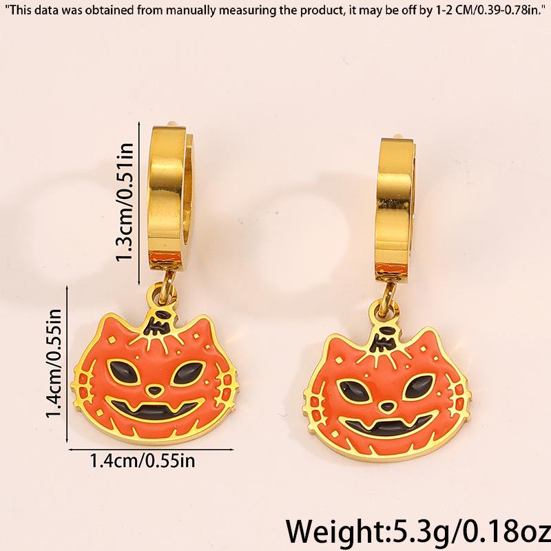 Luxurious Halloween Stainless Steel Pumpkin, Skull & Mummy Earrings