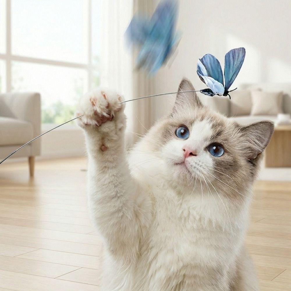 360° Swivel Electric Cat Toy Long Rod Self-entertaining Toy Handheld Cat Teasing Stick  Cat Teasing