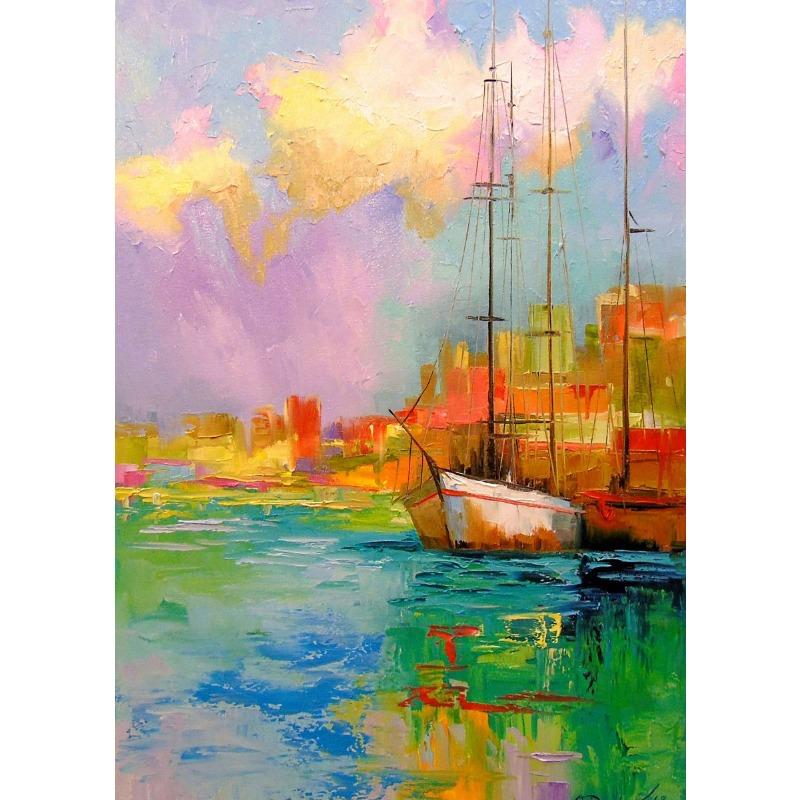 Abstract Sailing Sunset Poster Sea Wall Art Landscape Canvas Painting Print Wall Picture for Living Room Home Decoration