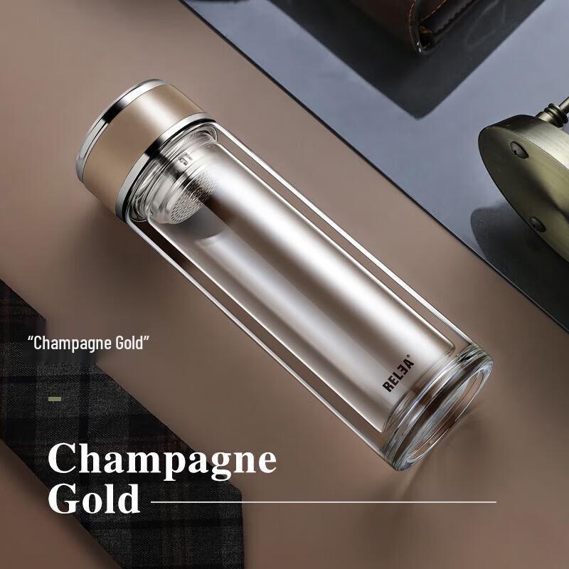 RELEA Double-Wall Glass Tea Infuser Bottle