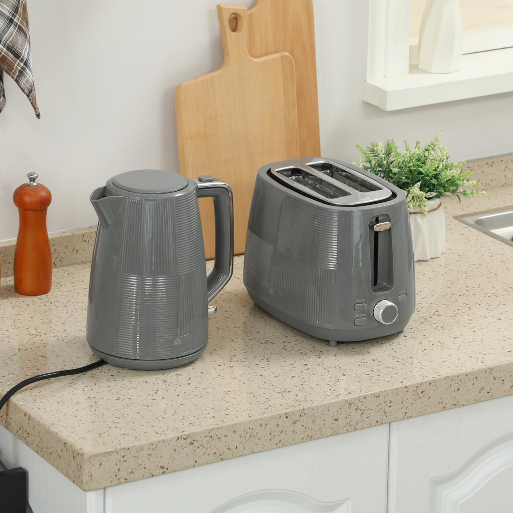 Kettle and Toaster Set, 1.7L 3000W Fast Boil Kettle & 2 Slice Toaster Kitchen Set with 7 Level Browning Controls, Defrost, Reheat