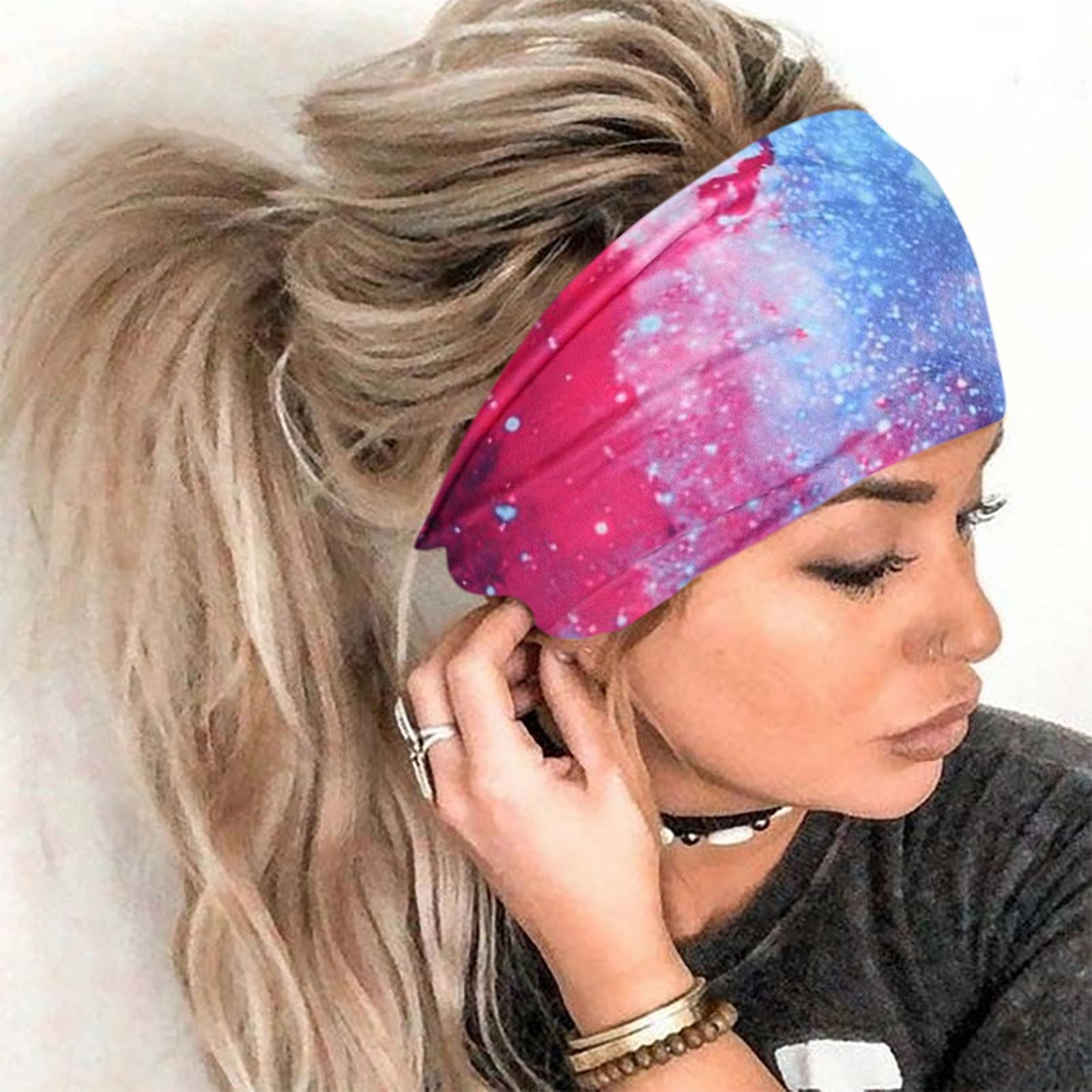 

Женская повязка на голову с принтом, спортивная повязка для волос с широким краем, повязка на голову для йоги, мягкая повязка для волос, головной убор, повязка для волос One Size разноцветный