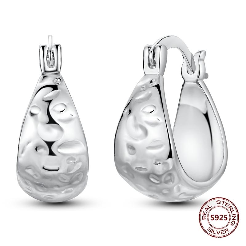 Pearl Earrings 925 Silver Original Sparkling Zircon Geometry Irregular Cross Square Hoop Earrings For Women Jewelry