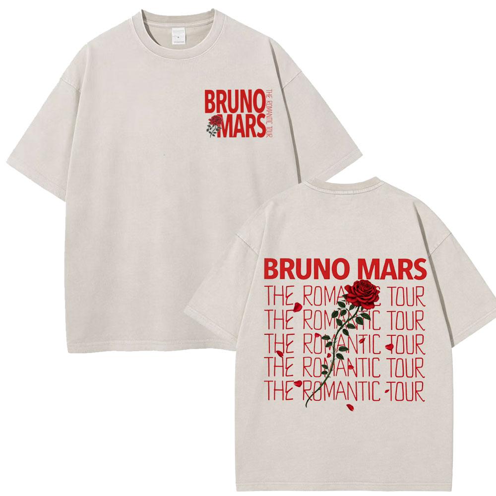 Bruno Mars The RoUnisextic Tour Print Vintage Washed Tshirt Unisex Women Fashion ONeck Cotton Loose Casual Gothic Punk Tshirts
