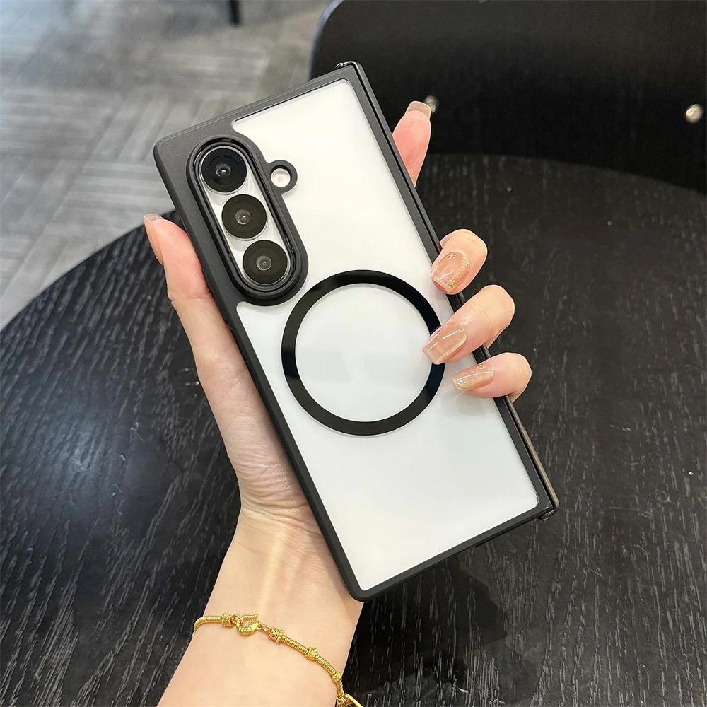 

Для Magsafe Магнитный противоударный чехол для телефона Для Samsung Galaxy Z Fold 7 5G 2026 Прозрачная защитная крышка для шарнира Galaxy Z Fold7 прозрачный