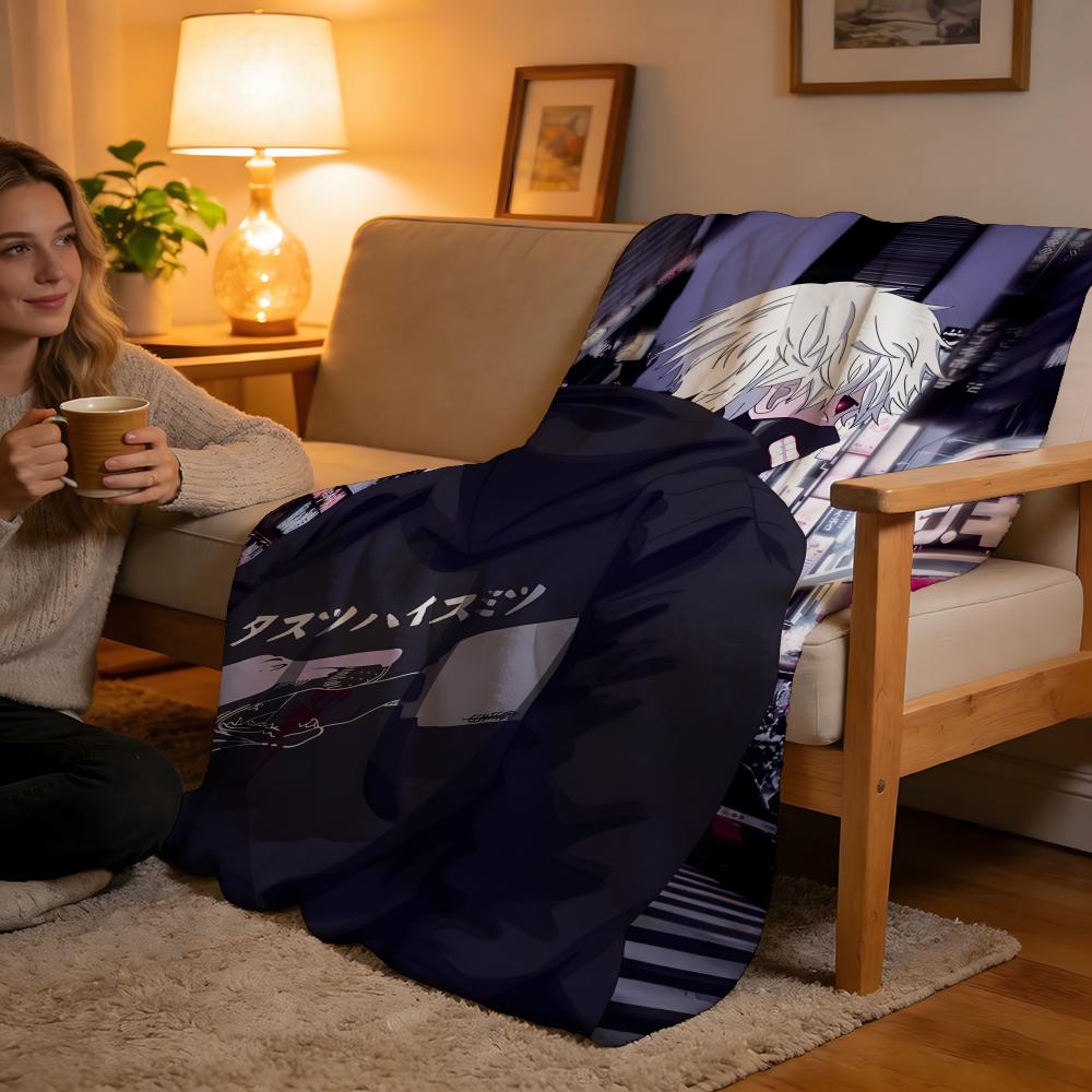 Throw High-Density Short Plush Blanket For Sofa Nap Air-Conditioned Room Soft Skin-Friendly Tokyo Ghoul