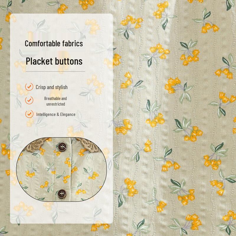 Mom's Summer Floral Print Doll Collar Short Sleeve T-Shirt