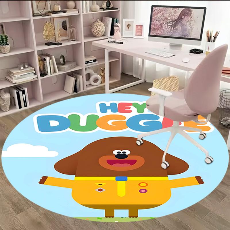 1pc Hey Duggee4 Print Round Carpet Chair Round Carpet Suitable for Bedroom Living Room Home Decorative Carpet