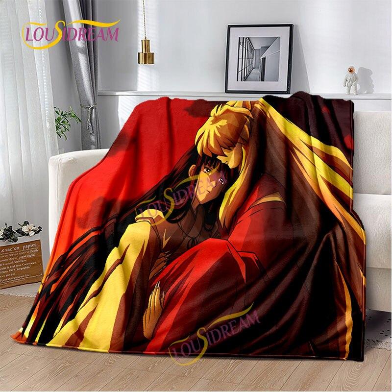 Inuyasha battaniyesi sıcak rahat çocuk battaniyesi karikatür pazen çarşaf kanepe örtüsü yürüyüş yetişkin ofis öğle yemeği molası battaniyesi.