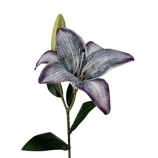 20inch Artificial Lily Flower Fake Real Touch Lily with 2 Heads Blooms 2 Buds for Home Office Decor Wedding Party Spring Table