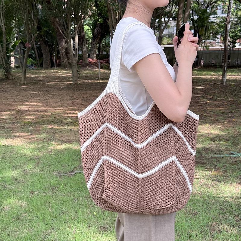 Casual large-capacity knitted bag women's new popular versatile shoulder bag fashion tote woven bag