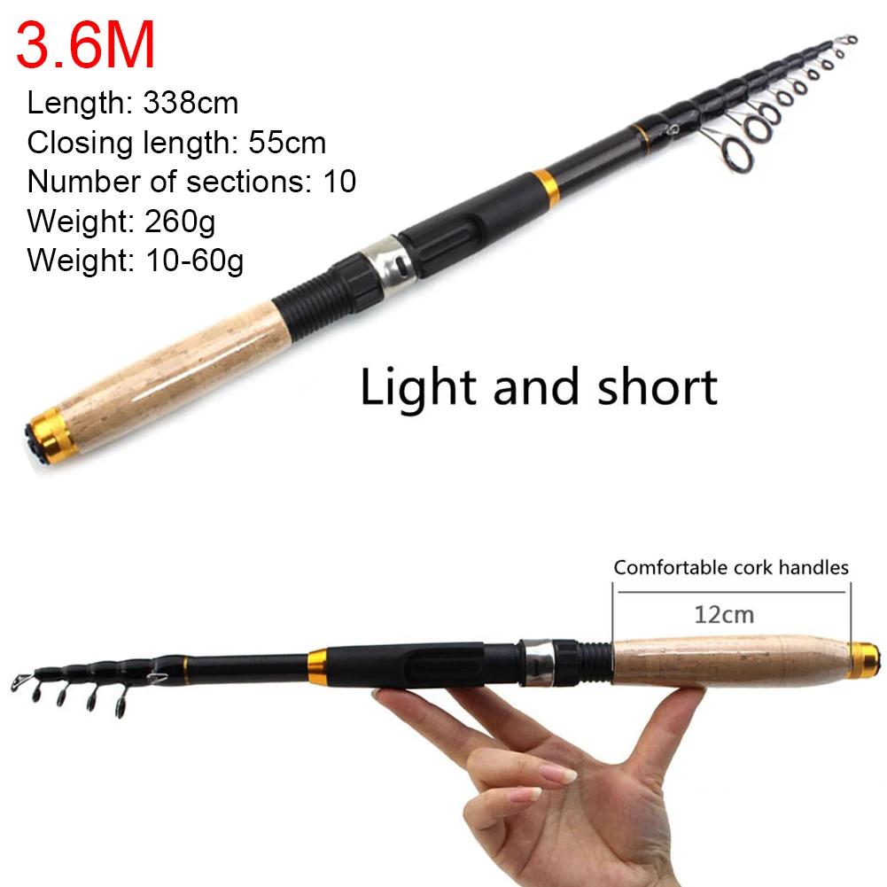 0.6-3m Telescopic Fishing Rod Cork Handle Small Short Sea Pole Carbon Fiber Portable Mini Spinning Pole Fishing Accessories