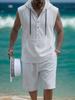 Mens Casual Loose Hooded Sleeveless Vest And Shorts Set