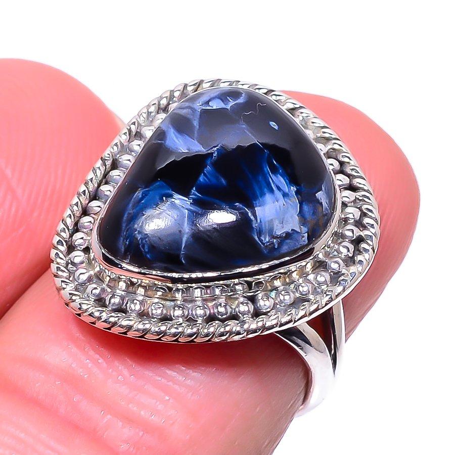 

Кольцо из чистого серебра 925 пробы с натуральным драгоценным камнем Питерсит S.5.5 s2T66