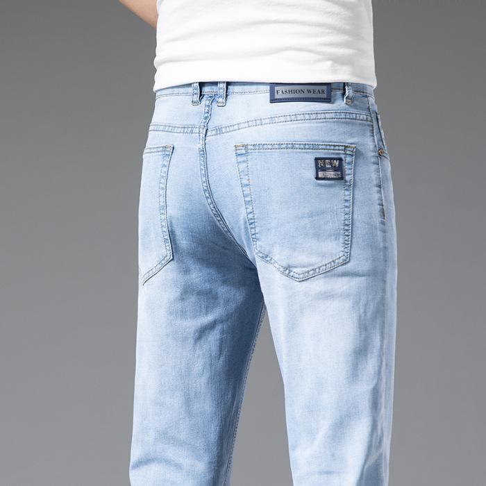 Summer Thin Jeans Men's Slim Fit Business Casual Straight Loose Versatile