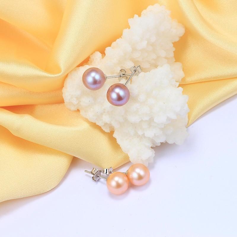 HENGSHENG 2019 AAAA Perfect Round Natural Pearl Earrings, Fine 925 Sterling Silver Jewelry Stud Earrings, New Women Earrings