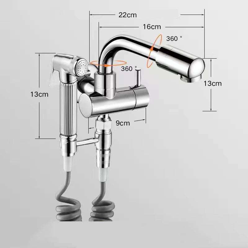 Baterie Neagră Monocomandă pentru Apă Rece Cupru Montată pe Perete Rotativă 360 Baterii Lavabo Baie Robinet Piscină Mop Balcon Exterior Argintiu Robinet Invizibil